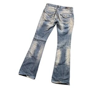 Daytrip Aquarius Flare Y2K Jeans Women 28R Medium Wash Low Rise Western Boho